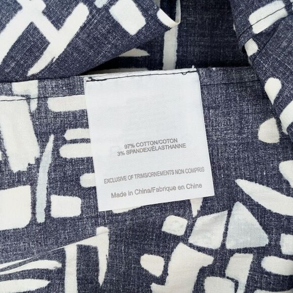 Tory Burch Navy A-Line Pleated Skirt Blue Off-White Abstract Boho, Women Size 8 - Picture 6 of 9